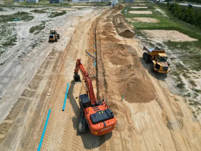 Precision Earth & Pipe underground utility job site